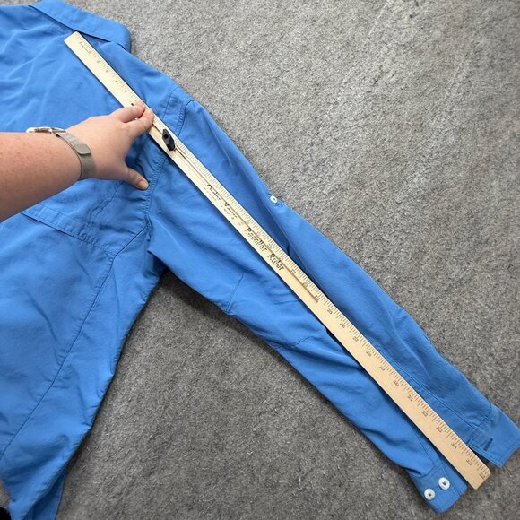 Simms Shirt Men XL Blue Performance Fishing Nylon Long Sleeve Vented Roll Tab 12 - Picture 12 of 14